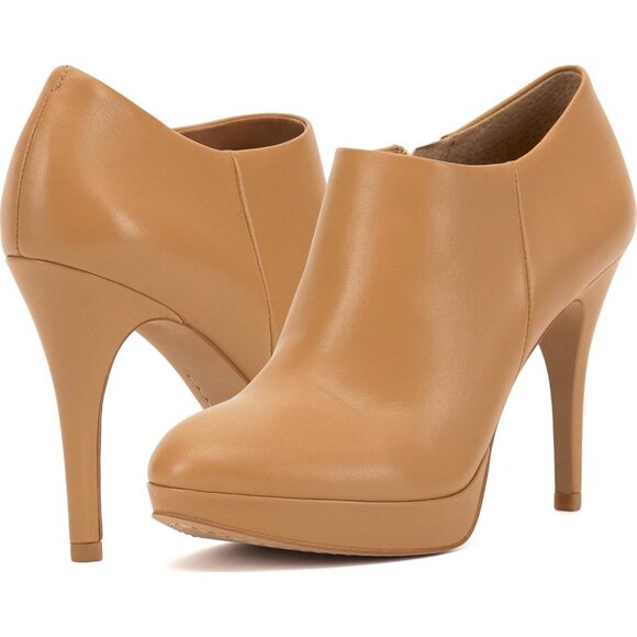 Vince Camuto Women's Light Cognac Leather Closed Pointed Toe High Heel Bootie - Picture 7 of 8